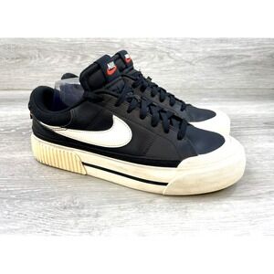 Nike Court‎ Legacy Lift Women's Black White Leather Platform Sneakers Shoes